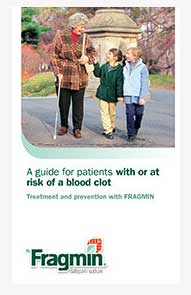Front cover of booklet titled A guide for patients with or at risk of a blood clot