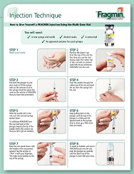 Preview of front of multi-dose vial injection instructions showing visual and written instructions